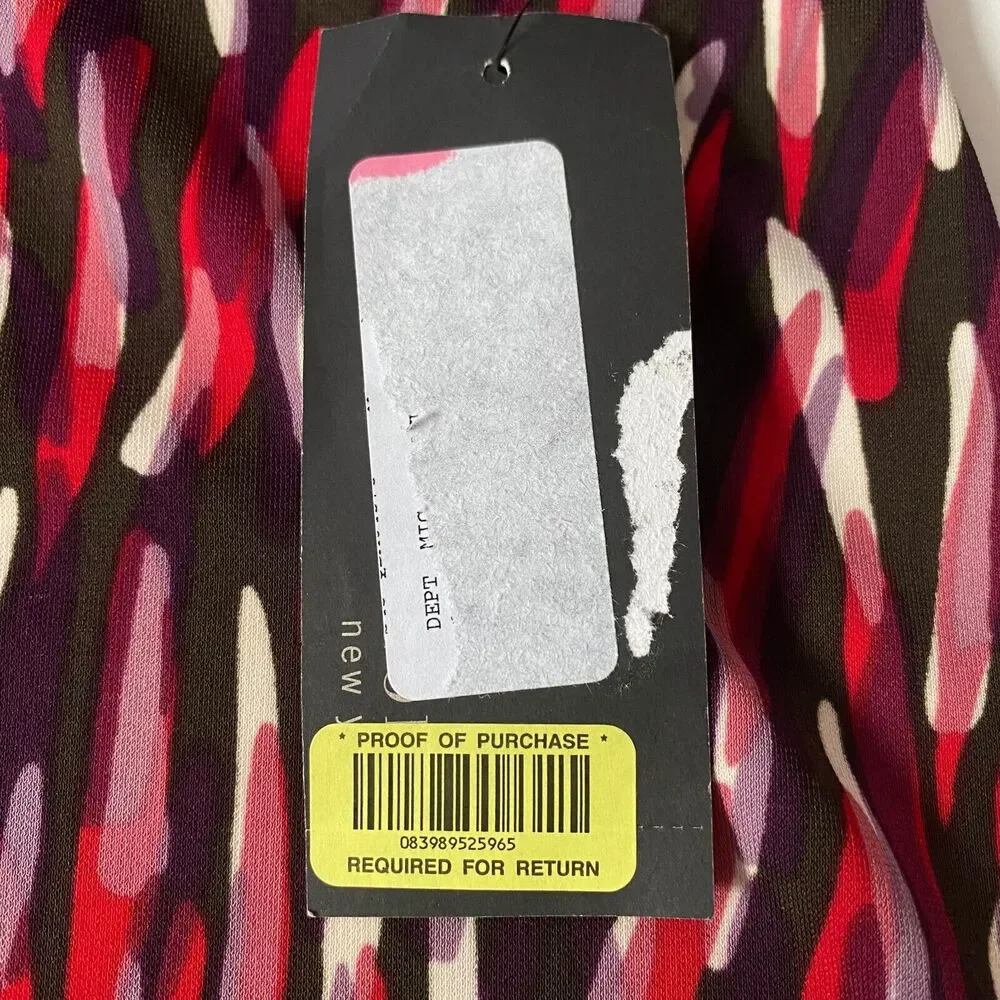 Kenneth Cole Skirt Womens Size L Multicolor Watercolor Print Knit Side Slit NWT